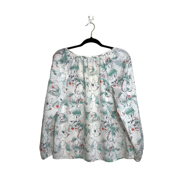 Sanctuary White & Mint Green Floral Print Split Neck Blouse Small Women’s - Picture 5 of 11